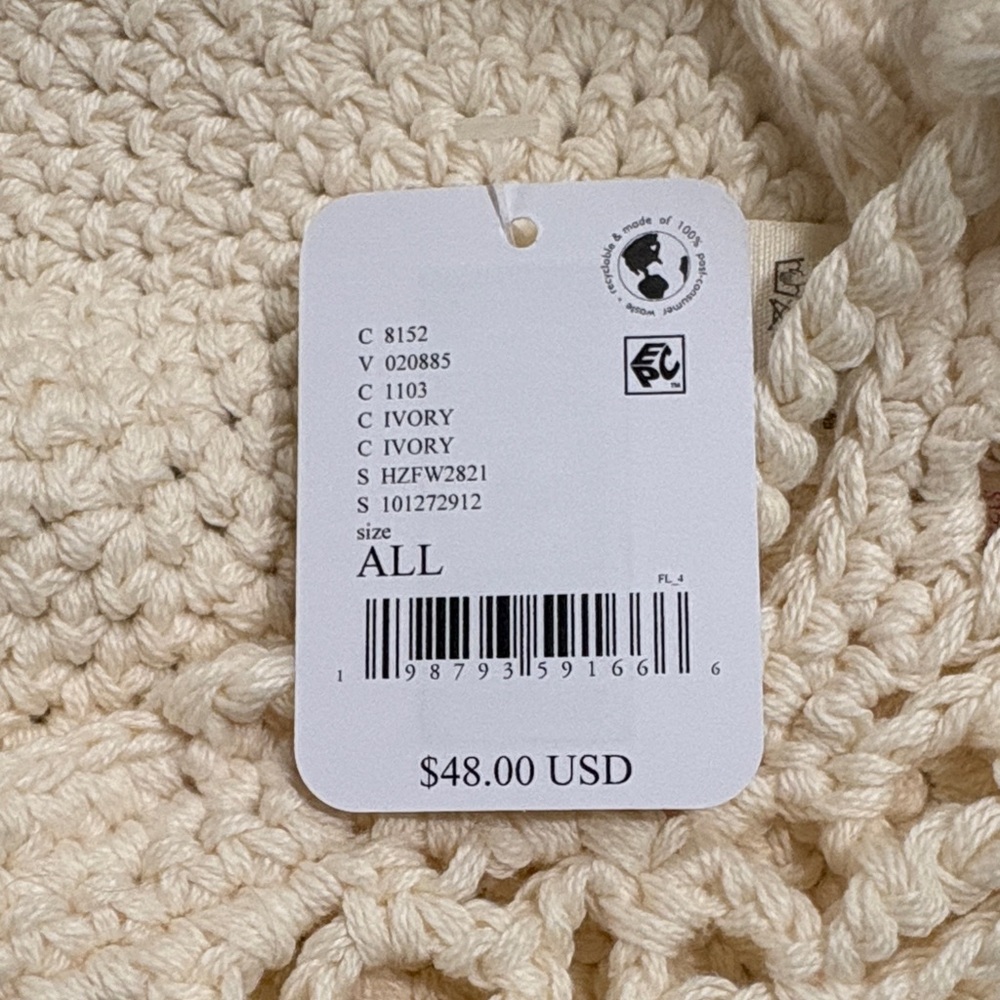 Free People Cream Crochet Hat - Picture 2 of 8